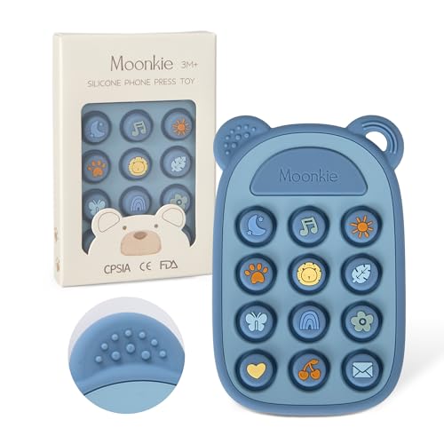 Moonkie Beißring Baby, Silikon Spielzeug Handy, ab 3 Monate+, Kinder Telefon zum Pop It Spielzeug, BPA-frei, Beißspielzeug Baby für Jungen & Mädchen, Geschenk für Kleinkind (Äther) Moonkie Beißring Baby, Silikon Spielzeug Handy, ab 3 Monate+, Kinder Telefon zum Pop It Spielzeug, BPA-frei, Beißspielzeug Baby für Jungen & Mädchen, Geschenk für Kleinkind (Äther)