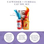 Haute Diggity Kitty Catweiser + Furball Catnip Toys, Soft Plush Cat Toys Catnip Filled with Interactive Crackle Sound & Feathers, Safe & Durable Toy for Cats & Kitten, 2 Pcs - Image 5