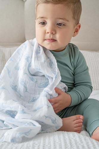 Image of aden + anais Swaddle Blanket, 100% Organic Cotton Blankets for Girls & Boys, Baby Receiving Swaddles, Ideal Newborn & Infant Swaddling Set, 4 Pack, Oceanic