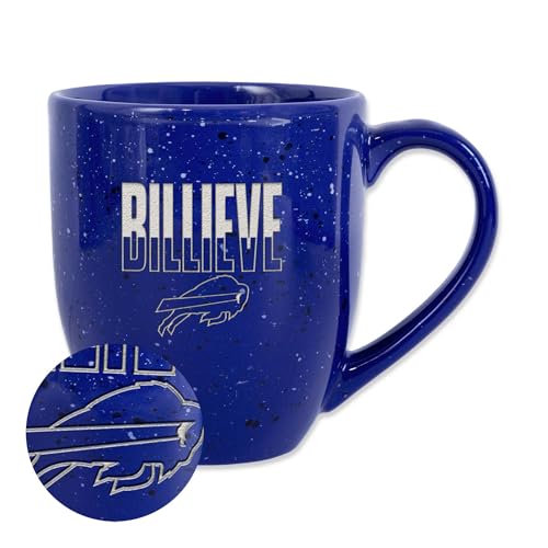 Rico Industries NFL Football Buffalo Bills Billieve 16 oz Team Color Laser Engraved Speckled Ceramic Coffee Mug