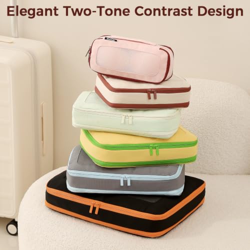 Image of BAGAIL Durable Compression Packing Cubes for Travel, 6 Set-Cream