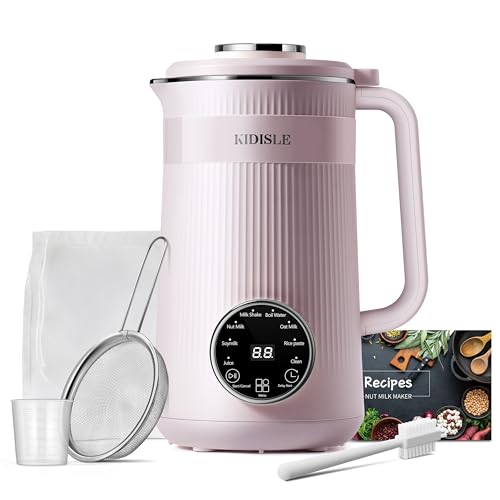 KIDISLE 8 in 1 Nut Milk Maker Blender, 32oz Homemade Soy, Almond, Oat, Coconut, Plant Based and Non Dairy Beverages, Automatic Soybean Machine With Delay Start/Keep Warm/Boil Water, Pink