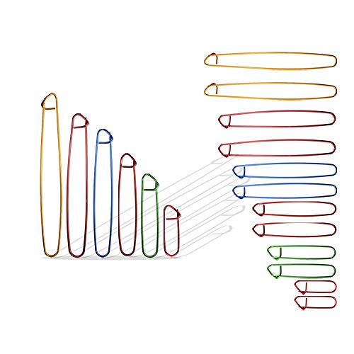 Hahiyo Needles Stitch Holders Set Sturdy Aluminum Mixed Color Safety Pin Cable Knitting Bent Weaving Needle Hooks 18 Pieces for Sweaters Socks Yarn Sewing Crochet Embroidery