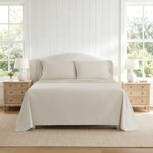 Image of Martha Stewart - Cotton Percale King Sheet Set with Pillowcases