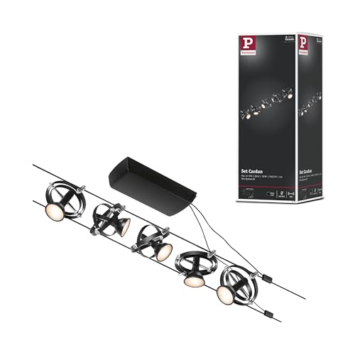 Paulmann 94440 Cardan DC   Sistema de luces LED (5 x 10 W, ampliable, cable de alambre de plástico, GU5,3), color negro mate