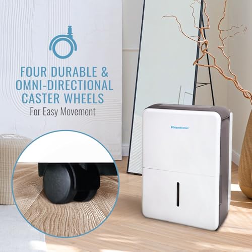 Image of Keystone 50-Pint Portable Dehumidifier for Basement, Garage, Living Room, and Extra Large Rooms up to 4,500 Sq.Ft., 115V, Quiet Dehumidifier for Home and Moisture Absorber with Auto-Shutoff and Timer