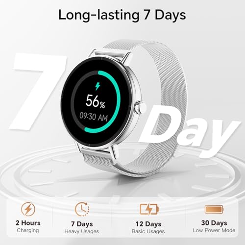 Image of Yoever Smart Watches for Men Women,1.57 inch HD 43mm Fitness Tracker Answer /Make Call, Heart Rate /Sleep /SpO2, Round Smart Watch for iPhone /Samsung /Android,IP68 Waterproof,110+ Sport Mode-Silver