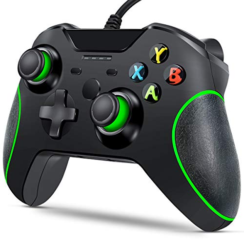 Wired Controller for Xbox One, CIPON Enhanced Controller for Microsoft Xbox One/X/S/Elite/PC Windows 10 - Black Green