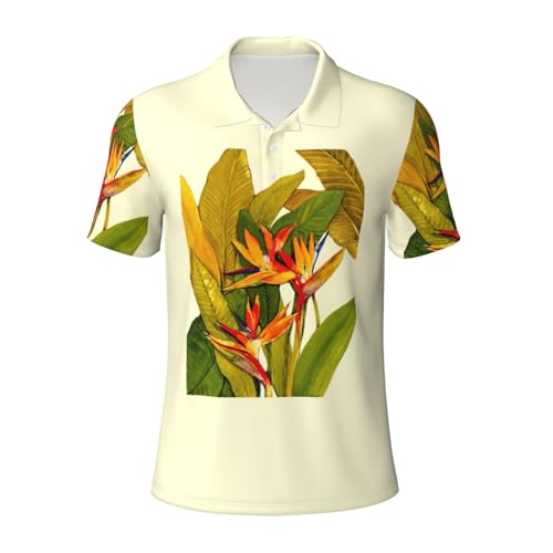 Polo homme respirant anti transpiration motif oiseau de paradis tropical
