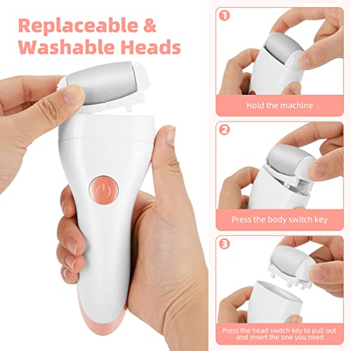 Foot Callus Remover, Nicebirdie Professional Electric Callous Removers For Feet Rechargeable 3 Grinding Heads Waterproof File Feet Scrubber Pedicure Tools Kit Feet Care Supplies #TOP5