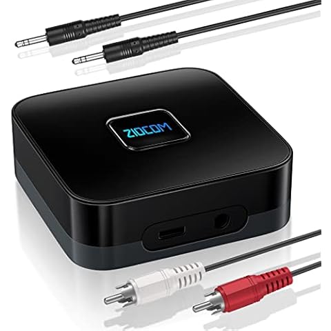 ZIOCOM Bluetooth Receiver, High-Fidelity Wireless Audio Adapter with 3.5mm AUX RCA Cable, Bluetooth 5.0 Receiver for Home Stereo System, Car Speaker, Wired Speaker Cover