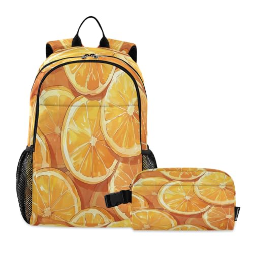 Sac à déjeuner ensemble sac à dos orange idéal pour pique-nique et école
