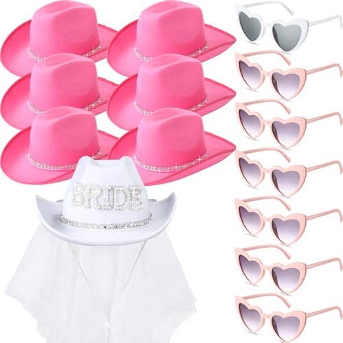 Unittype 14 Pcs Bridal Cowgirl Party Set Heart Glasses Bride