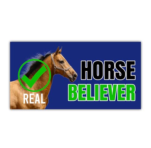 Image of (3Pcs - 7.5x3.75 in) Horse Believer Car Bumper Sticker, Funny Quirky Car Decal, Adult Humor Truck Minivan Trailer Vehicle Decoration, Teens Meme Car Accessories, Gift for Family, Friends