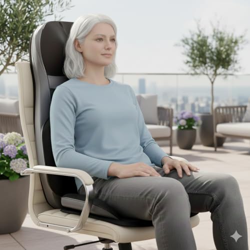 Image of Shiatsu Massage Chair Pad with Heat for Neck, Back & Waist | Full Body Seat Massager Cushion with Vibration | Home & Office Use
