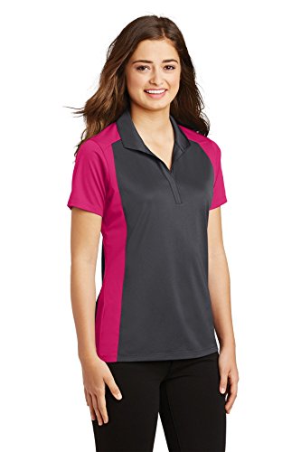 Sport-Tek Women's Colorblock Polo-Shirt_Iron Grey/Pink Raspberry_Xx-Large #TOP2