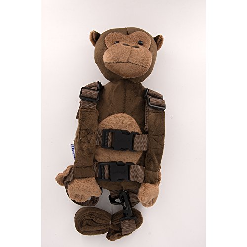 Berhapy 2 in 1 Monkey Toddler Safety Harness Backpack Children's Walking Leash Strap (Super soft monkey)