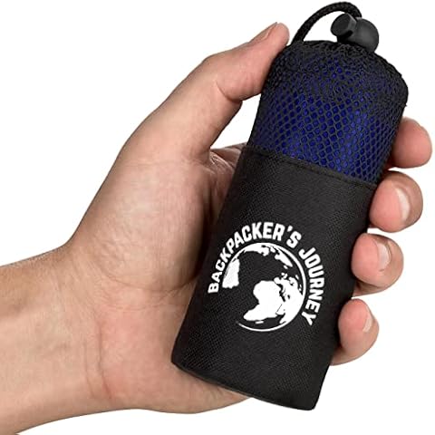 Backpacker's Journey Reiseschlafsack (nur 168g), ultraleichter und platzsparender Hüttenschlafsack aus Mikrofaser. Ideal für Backpacking, Hostels und Hütten (90 cm, blau) Cover