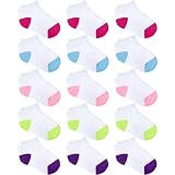Auranso 15 Pairs Toddler Low Cut Half Cushion Socks Boys Girls Athletic Ankle Socks Colorful 9-12 Ye