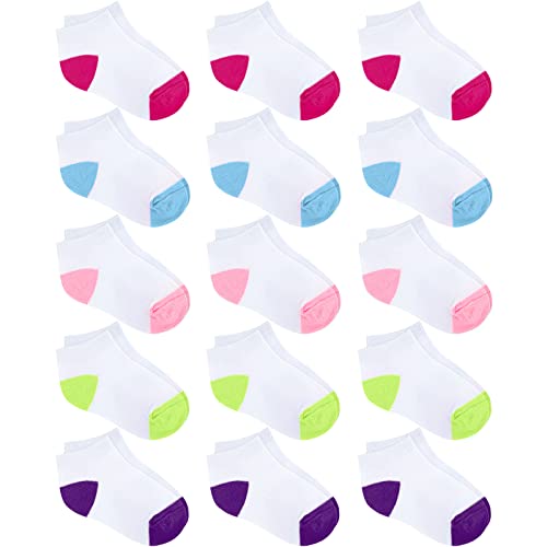 Auranso 15 Pairs Toddler Low Cut Half Cushion Socks Boys Girls Athletic Ankle Socks Colorful 9-12 Years #TOP15