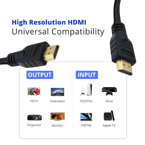 2 Metre 6.6 Ft Gold Plated HDMI Cable for X Box 360, PS4, PS3 and Roku TV Box by Mastercables®