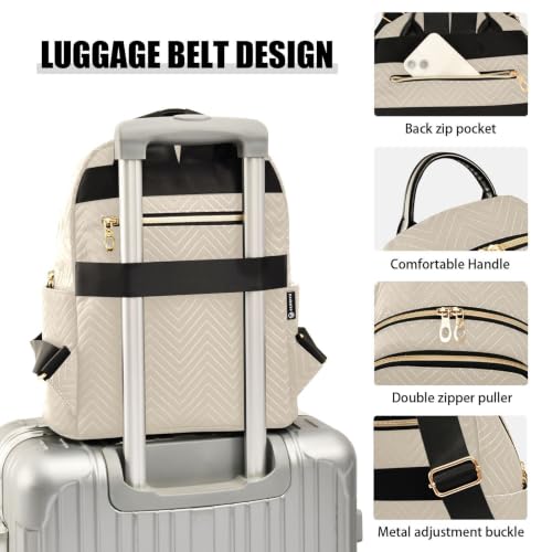 Image of ALAZA Beige Medium Backpack Purse for Women Travel Bag Fashion Daypack Back Pack Shoulder Bag