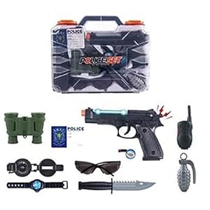AMAFLIP® Police Gun Toy Set for Kids Boys, 10 Piece Detective Toy Set with Police Carry Case Suitcase Toy Set {Latest 2022}