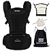 Bebamour Baby Carrier with Hip Seat,All-Position Breathable Mesh Hip Seat & Carrier 0-36Months with Head Hood, 3 PCS Teething Pads, Waist Extender,Storage Bag & Pacifier Case(Black)