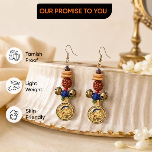 Image of Royal Queen & Empress Handcrafted Tribal Dhokra Earrings Collection for Women - Statement Ethnic Designs in Multiple Colours