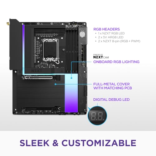 NZXT N9 Z890 - Intel Z890 LGA 1851 ATX Gaming Motherboard for Core Ultra (Series 2) - 20+1+1, DDR5, 5X M.2, PCIe 5.0, Wi-Fi 7, 5GbE, Thunderbolt 4 - RGB, Full-Metal Cover - Black by NZXT - Image 6