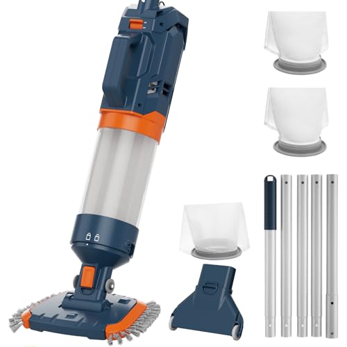 AQUAFYSH Cordless Pool Vacuum-True Powerful Suction 18.9GPM, 100inch, 1H Runtime, 25µm Fluff Ultra Fine Filter,Handheld Rechargeable Hot Tub Cleaner with Poles for Above Ground&Inground Pool