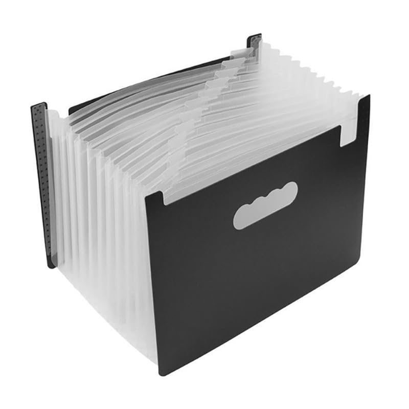 Cartella espandibile, Organizer for cartelle di File a Fisarmonica in ABS con 24 Tasche for Documenti A4, Bianco Nero