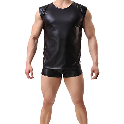 Tenchif Camiseta sin Mangas Brillante para Hombres Clubwear Camisetas de Tirantes Cover
