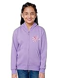 Alan Jones Clothing Girls Zipper Hooded Sweatshirt | Placement Print | Insert Pockets | Ribbed Hem | Regular Fit | Light Purple_13-14 Years