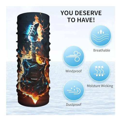 Fire flaming burning red guitar blue Neck Gaiter Face Cover Scarf Balaclava Bandana para Mujeres y Hombres Mascara para Motocicleta Ciclismo Riding Skiing Party miniatura 5