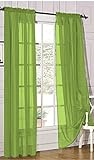 Jasmine Linen Sheer 1PC Panel Elegant Voile Window Curtains 84' for Bedroom/Kitchen (Lime, 52x84)