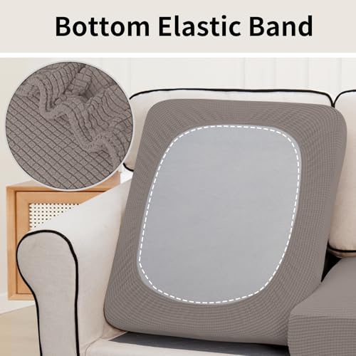 Image of Easy-Going Stretch 3 Pieces Oversized Couch Cushion Cover for Sofa Seat