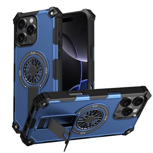 Coque iPhone 16 Pro Max antichoc bleu avec support caméra MagSafe
