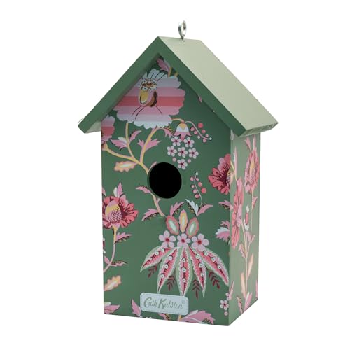 Cath Kidston Floral Wooden Bird House Wall Mounted Outdoor Birdhouse Nesting Box for Garden & Patio Decorative & Weather-Resistant 11 x 9 x 22.5cm
