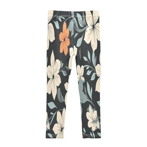 Bolaz Toddler Girls Leggings Printed Yoga Pants Leggings Orange White Flower for Kids2