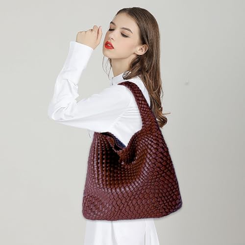 Image of JINMANXUE Woven Tote Bag for Women, Fashion Hobo Handbag, Travel Top-handle Shoulder Bag, Beach Underarm Bag with Purse