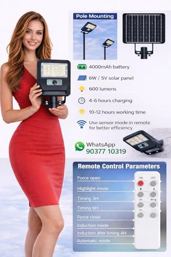 Image of Solar Light 50w, PIR Motion Sensor, 1100 Lumens, IP65 Waterproof, 5000mAh Battery, 132 LEDs, 25-Year Solar Panel Life, Wall /Pole Mountable, BIS Approved Light,Zero Electricity Cost