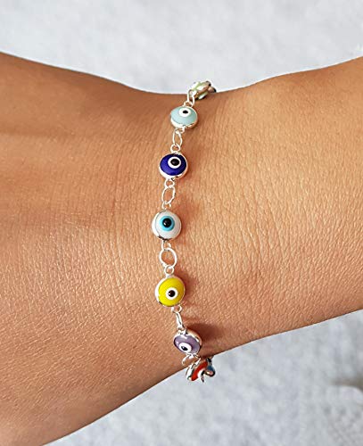 MYSTIC JEWELS By Dalia - Silver Good Luck Eye Bracelet with Tiny Eyes - 7.5"3