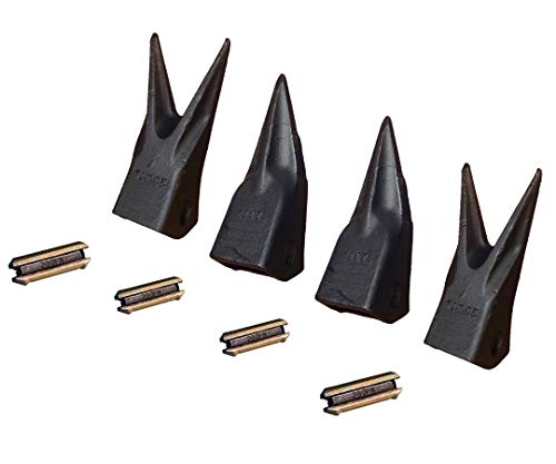 Backhoe/Mini Excavator Twin/Single/Twin Tiger Rock Teeth Combo w/Pins 23TL, 23WTL (4)