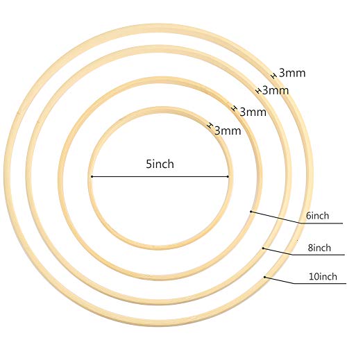 Sntieecr 8 Pack 4 Sizes Bamboo Floral Hoop Wreath Wooden Macrame Bamboo Rings Dream Catcher Craft Hoop Set For Diy Wedding Wreath And Wall Hanging Crafts (5 Inch/ 6 Inch/ 8 Inch/10 Inch) #TOP1