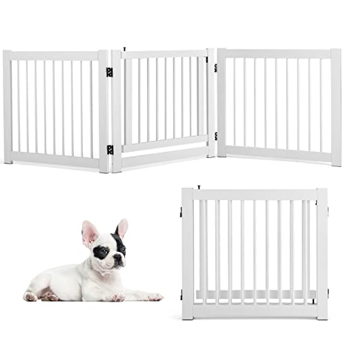 GOPLUS Rejilla de protección de madera de pino, plegable, para perros, color blanco