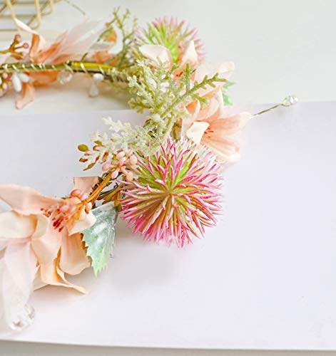 Image of Vivivalue Handmade Adjustable Flower Wreath Headband Halo Floral Crown Garland Headpiece Wedding Festival Party