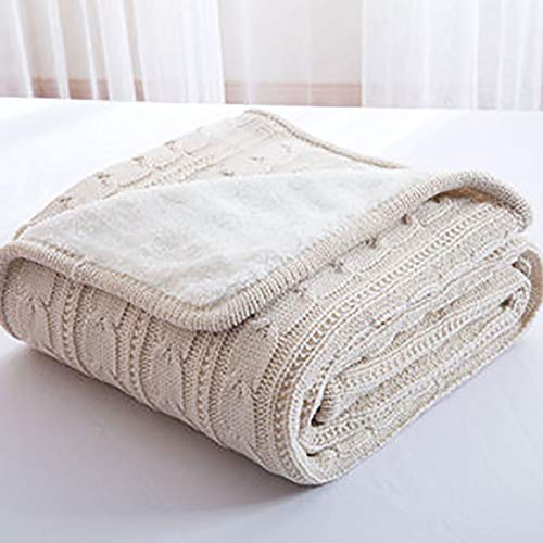 Plaid couverture en maille torsadée et toison premium - 2