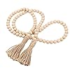 LIOOBO Wood Bead Garland Farmhouse Rustic Country Beads Holiday Decoration Wall Hanging Prayer Bead