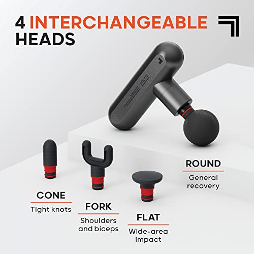 Sharper Image Portable Percussion Massage Gun for Athletes - Deep Tissue Massager with 4 Attachments